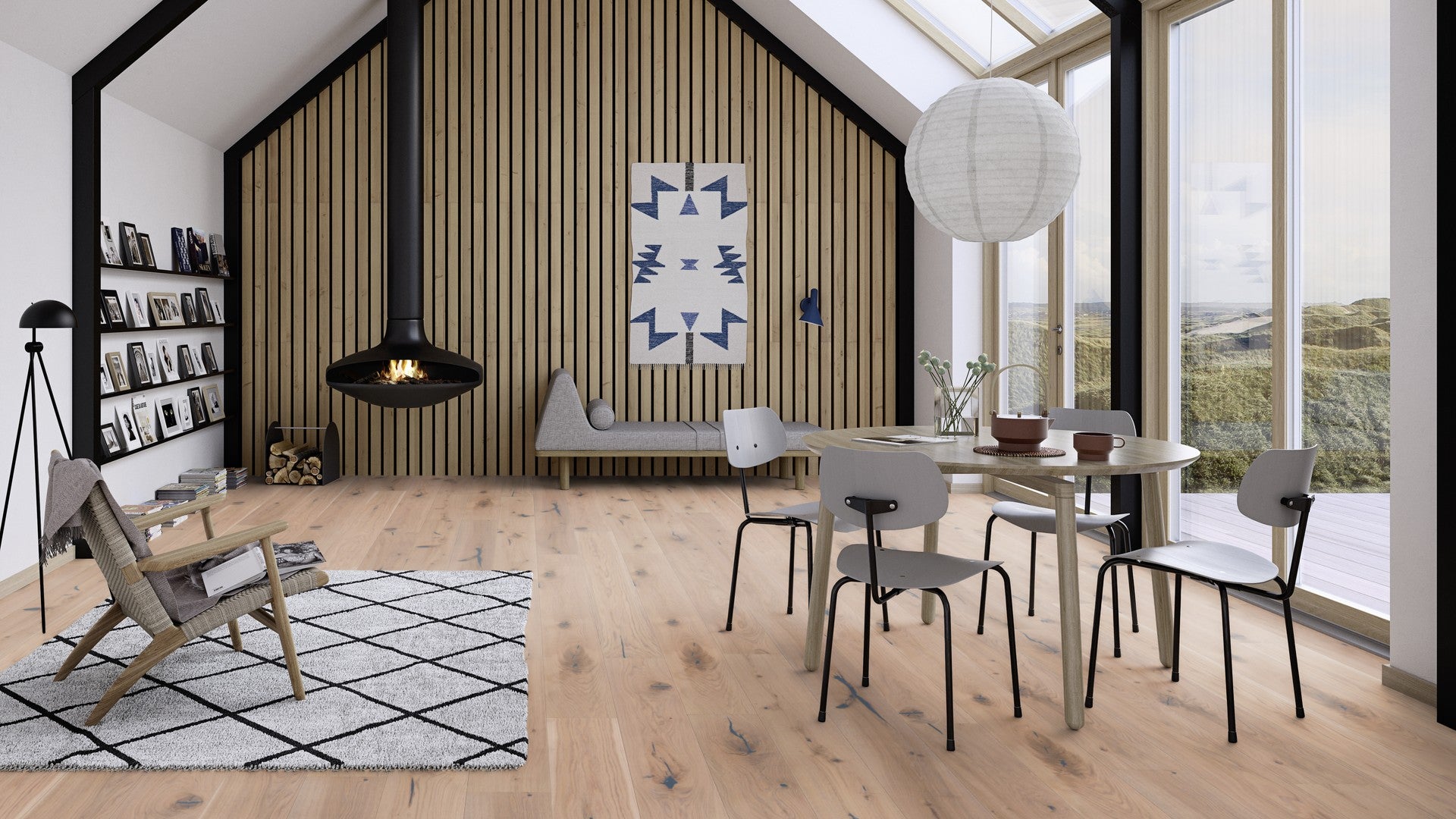 Triple layer wooden floor BOEN Oak Espressivo White GBG8ZMFD