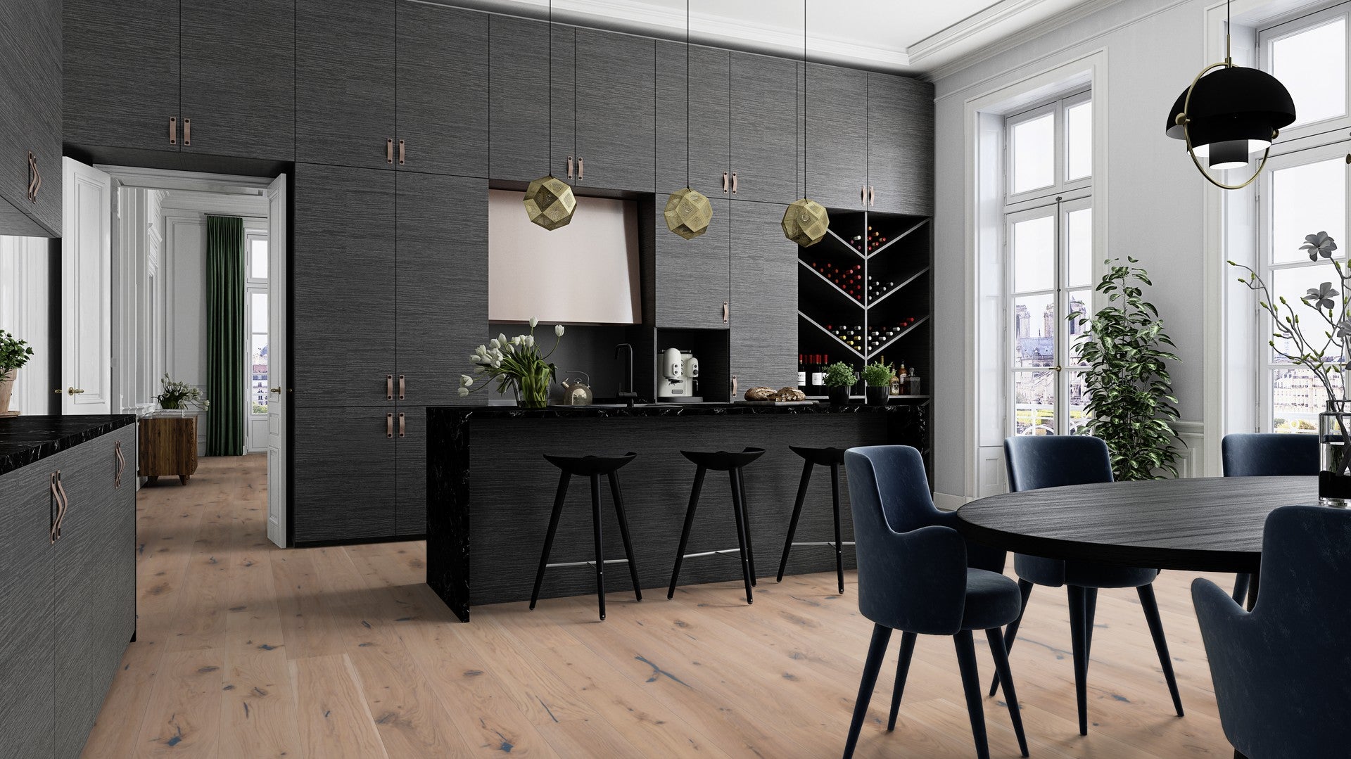 Triple layer wooden floor BOEN Oak Espressivo White GBG8ZMFD
