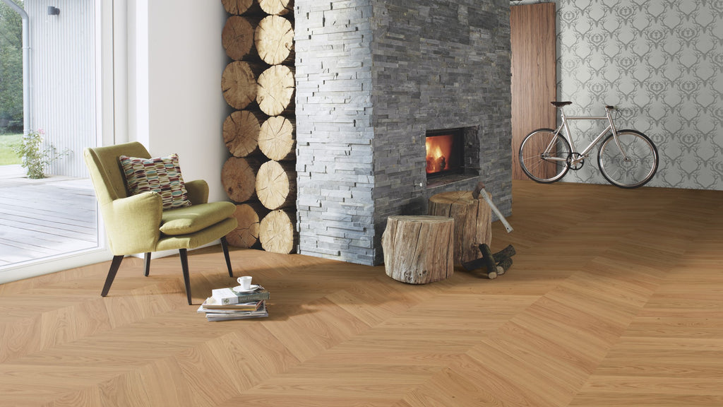Triple layer wooden floor BOEN Oak Adagio Chevron EB482UCD